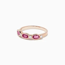 Rings|BH Multi 14K Rose Gold Pink Sapphire and Diamond Ring, 0.88 TCW