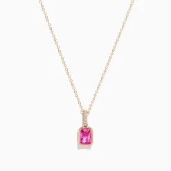 Necklaces & Pendants|Effy Jewelry 14K Rose Gold Pink Sapphire Solitaire Pendant