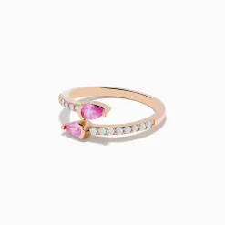 Rings|Effy Jewelry 14K Rose Gold Pink Sapphire and Diamond Bypass Ring