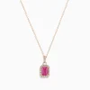 Necklaces & Pendants|Effy Jewelry 14K Rose Gold Pink Sapphire and Diamond Pendant