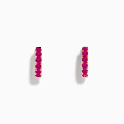Earrings|Effy Jewelry 14K Rose Gold Pink Sapphire Huggie Earrings