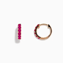Earrings|Effy Jewelry 14K Rose Gold Pink Sapphire Huggie Earrings