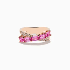 Rings|Effy Jewelry 14K Rose Gold Pink Sapphire and Diamond Criss Cross Ring