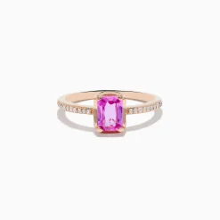 Rings|Effy Jewelry 14K Rose Gold Pink Sapphire and Diamond Solitaire Ring