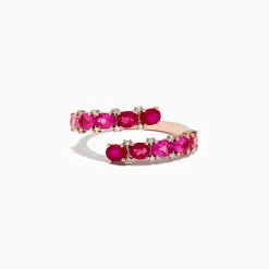 Rings|Effy Jewelry 14k Rose Gold Pink Tourmaline and Ruby Bypass Ring 1.49 TCW
