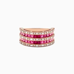 Rings|Effy Jewelry 14k Rose Gold Princess Cut Pink Tourmaline and Ruby Ring 1.61 TCW