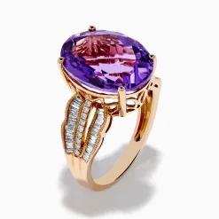 Rings|Effy Jewelry 14K Rose Gold Purple Amethyst and Diamond Cocktail Ring