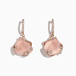 Earrings|Effy Jewelry 14K Rose Gold Rose Quartz and Diamond Earrings, 13.05 TCW