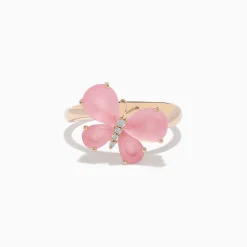 Rings|Effy Jewelry 14K Rose Gold Rose Quartz and Diamond Butterfly Ring