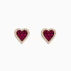 Earrings|Effy Jewelry 14K Rose Gold Ruby and Diamond Heart Earrings
