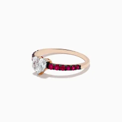 Rings|Effy Jewelry 14k Rose Gold Ruby and Diamond Heart Ring