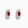 Earrings|Effy Jewelry 14K Rose Gold Ruby and Diamond Huggie Hoop Earrings