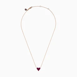 Necklaces & Pendants|Effy Jewelry 14K Rose Gold Ruby Pave Heart Necklace