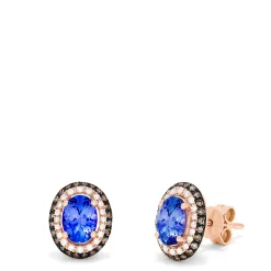 Earrings|Effy Jewelry 14K Rose Gold Tanzanite and Diamond Stud Earrings, 1.70 TCW