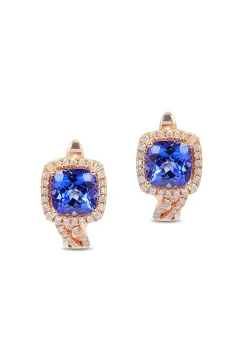 Earrings|Effy Jewelry 14K Rose Gold Tanzanite and Diamond Earrings, 2.19 TCW