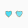 Earrings|BH Multi 14K Rose Gold Turquoise and Diamond Heart Earrings