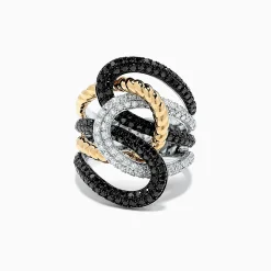 Rings|Effy Jewelry 14K Two Tone Gold Black and White Diamond Ring, 1.95 TCW