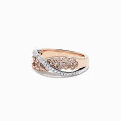 Rings|effyjewelry.com 14K Two Tone Gold Brown and White Diamond Crossover Ring, 1.00 TCW