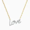 Necklaces & Pendants|Effy Jewelry 14K Two Tone Gold Love Pendant with Paperclip Chain