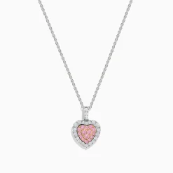 Necklaces & Pendants|Effy Jewelry 18K Two Tone Gold Pink and White Diamond Heart Pendant