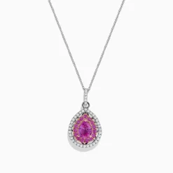 Necklaces & Pendants|BH Multi 14K Two Tone Gold Pink Sapphire and Diamond Pendant, 1.74 TCW