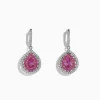 Earrings|BH Multi 14K Two Tone Gold Pink Sapphire and Diamond Drop Earrings, 2.73 TCW