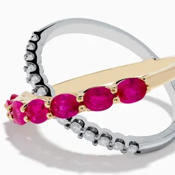 Rings|Effy Jewelry 14K Two Tone Gold Ruby and Diamond Criss Cross Ring