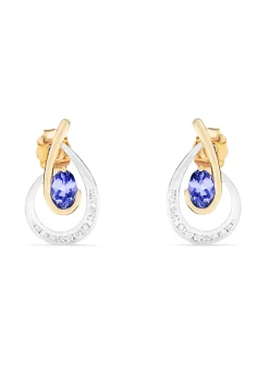 Earrings|Effy Jewelry 14K Two Tone Gold Tanzanite and Diamond Earrings, 1.03 TCW