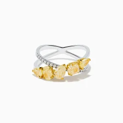 Rings|Effy Jewelry 18K Two Tone White u0026 Yellow Diamond Criss Cross Ring