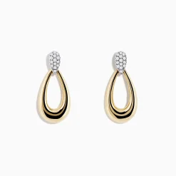 Earrings|Effy Jewelry 14K Two-Tone Gold and Diamond Dewdrop Earrings