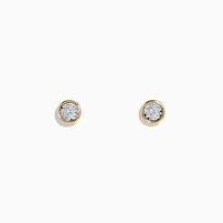 Earrings|Effy Jewelry 14K Two-Tone Gold Bezel Set Diamond Solitaire Stud Earrings 0.23 TCW