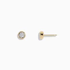 Earrings|Effy Jewelry 14K Two-Tone Gold Bezel Set Diamond Solitaire Stud Earrings 0.23 TCW