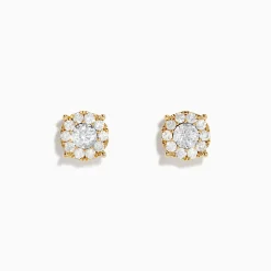 Earrings|Effy Jewelry 14K Two-Tone Gold Diamond Cluster Stud Earrings 0.96 TCW