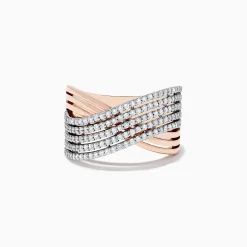 Rings|Effy Jewelry 14K Two-Tone Gold Diamond Crossover Ring