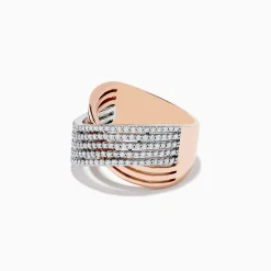 Rings|Effy Jewelry 14K Two-Tone Gold Diamond Crossover Ring