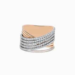 Rings|Effy Jewelry 14K Two-Tone Gold Diamond Fashion Statement Ring