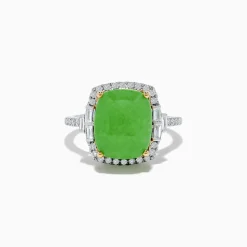 Rings|Effy Jewelry 14K Two-Tone Gold Green Jade and Diamond Ring