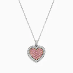 Necklaces & Pendants|Effy Jewelry 18K Two-Tone Gold White and Pink Diamond Heart Pendant