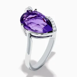 Rings|Effy Jewelry 14K White Gold Amethyst and Diamond Ring