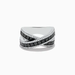 Rings|Effy Jewelry 14K White Gold Black and White Diamond Crossover Ring