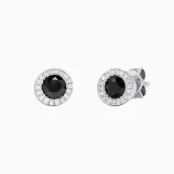 Earrings|Effy Jewelry 14K White Gold Black and White Diamond Stud Earrings, 0.91 TCW