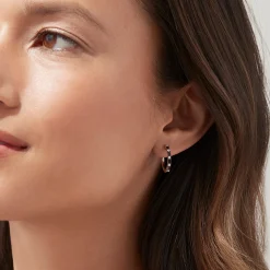 Earrings|BH Multi 14K White Gold Black and White Diamond Hoop Earrings, 0.45 TCW