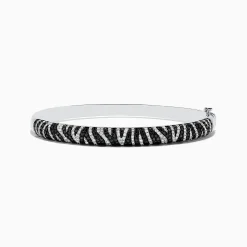 Bracelets|Effy Jewelry 14k White Gold Black and White Diamond Zebra Print Bangle