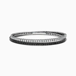 Bracelets|Effy Jewelry 14k White Gold Black and White Diamond Double Wrap Bracelet 6.77 TCW