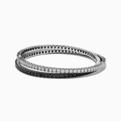 Bracelets|Effy Jewelry 14k White Gold Black and White Diamond Double Wrap Bracelet 6.77 TCW