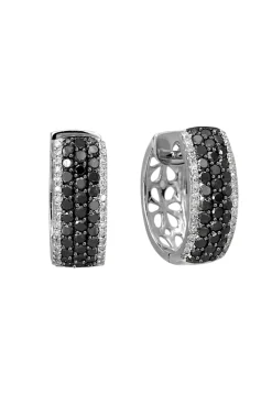 Earrings|Effy Jewelry 14K White Gold Black and White Diamond Earrings, 1.30 TCW