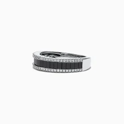 Rings|Effy Jewelry 14K White Gold Black and White Diamond Band Ring, 1.06 TCW