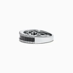 Rings|Effy Jewelry 14K White Gold Black and White Diamond Band Ring, 1.06 TCW