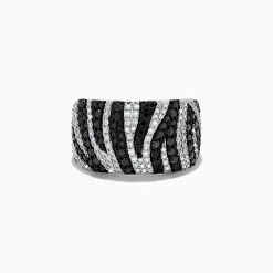 Rings|Effy Jewelry 14k White Gold Black and White Diamond Zebra Print Ring