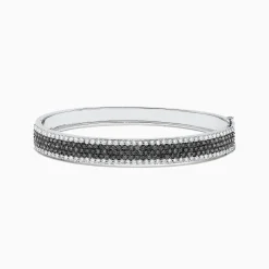 Bracelets|Effy Jewelry 14K White Gold Black and White Diamond Bangle, 4.47 TCW